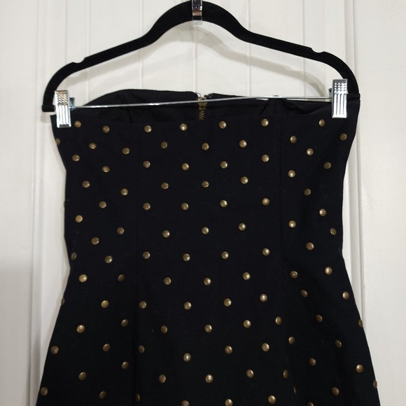 Vtg Betsey Johnson Womens Dress Black Denim Studded Zip Strapless Y2K 90s Sz 4 S - Picture 7 of 10